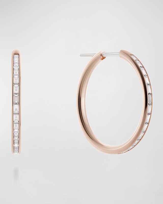 Miri Hoop Earrings with Channel-Set Diamonds, Rose Gold, 20mm